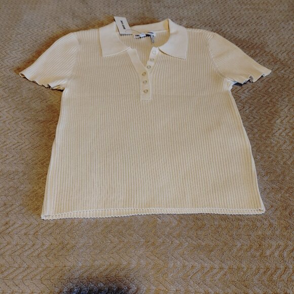 DKNY JEANS Women's short sleeve top, color Eggnog, size XL - Picture 10 of 14